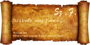 Szilvássy Fanni névjegykártya