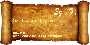 Szilvássy Fanni névjegykártya