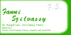 fanni szilvassy business card